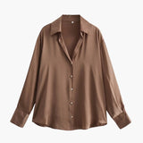 Satin-Style Damenbluse mit Knopfleiste – Elegant, Fließend & Zeitlos