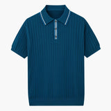 Theo | Sommer Strick-Poloshirt mit Kontrastkragen