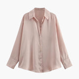 Satin-Style Damenbluse mit Knopfleiste – Elegant, Fließend & Zeitlos