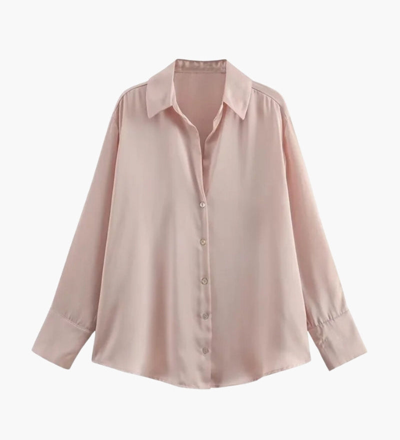 Satin-Style Damenbluse mit Knopfleiste – Elegant, Fließend & Zeitlos