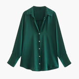 Satin-Style Damenbluse mit Knopfleiste – Elegant, Fließend & Zeitlos