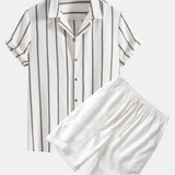 Klassisches Herren Sommer-Set mit Streifen | Hemd & Shorts