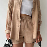 Lässiges 2-Teiler Damen Set – Oversize Hemd & Shorts aus Musselin | Zendoo.de