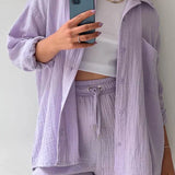 Lässiges 2-Teiler Damen Set – Oversize Hemd & Shorts aus Musselin | Zendoo.de