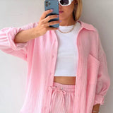 Lässiges 2-Teiler Damen Set – Oversize Hemd & Shorts aus Musselin | Zendoo.de