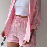Lässiges 2-Teiler Damen Set – Oversize Hemd & Shorts aus Musselin | Zendoo.de