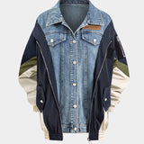 Jade | Patchwork-Jacke mit Denim- und Nylon-Elementen – Lässig und individuell