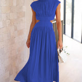 Leni |  Stehkragen Maxikleid mit Cut-Outs – Modern & Raffiniert