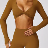 Athlina | Nahtloses Langarm-Crop-Top für Sport & Freizeit
