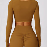 Athlina | Nahtloses Langarm-Crop-Top für Sport & Freizeit