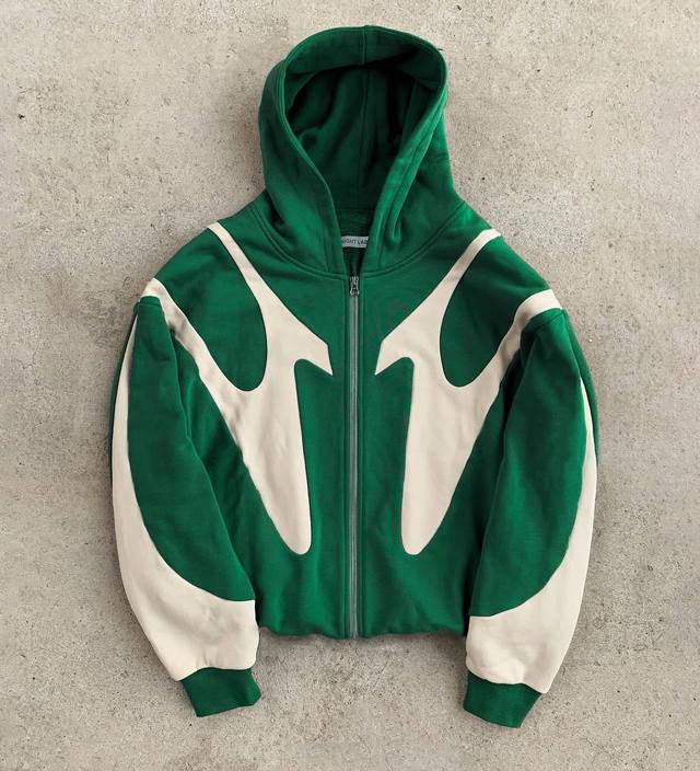 Stylischer Kapuzenpullover mit Reißverschluss und modernem Kontrastdesign