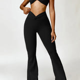 Elena | High-Waist Bootcut Leggings mit Taschen