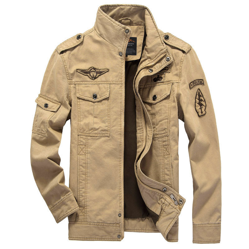 Herren Freizeitjacke im Military-Stil mit Stehkragen und Taschen