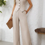 Eleganter Zweiteiler mit Weste und weiter Hose – Stilvoller Look für Alltag & Events