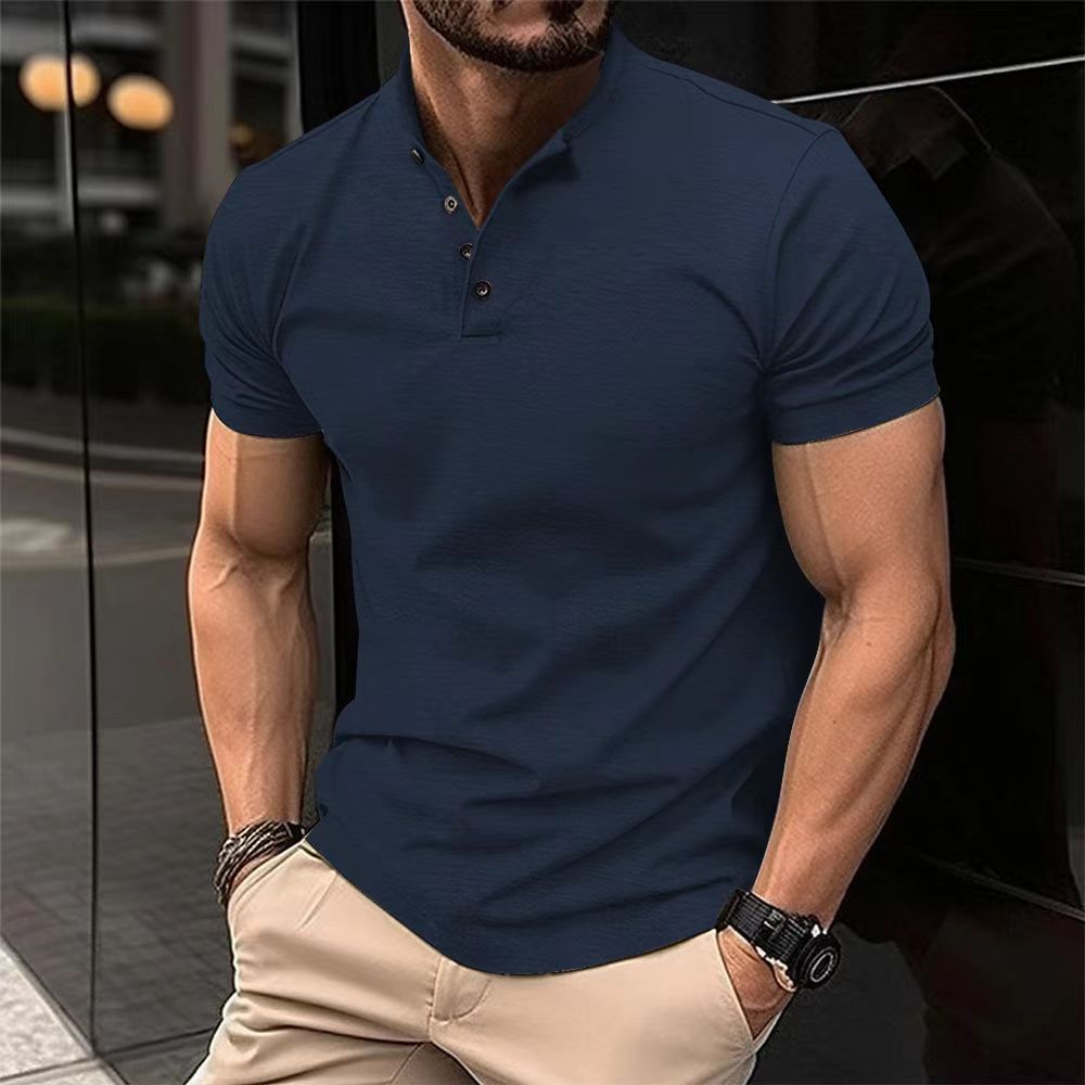 Herren Kurzarm Shirt mit Stehkragen und Knopfleiste – Modernes Sommer Design