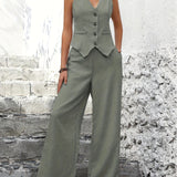 Eleganter Zweiteiler mit Weste und weiter Hose – Stilvoller Look für Alltag & Events