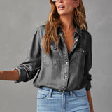 Damen Jeanshemd mit Brusttaschen – Lässiger Stil und entspannter Tragekomfort