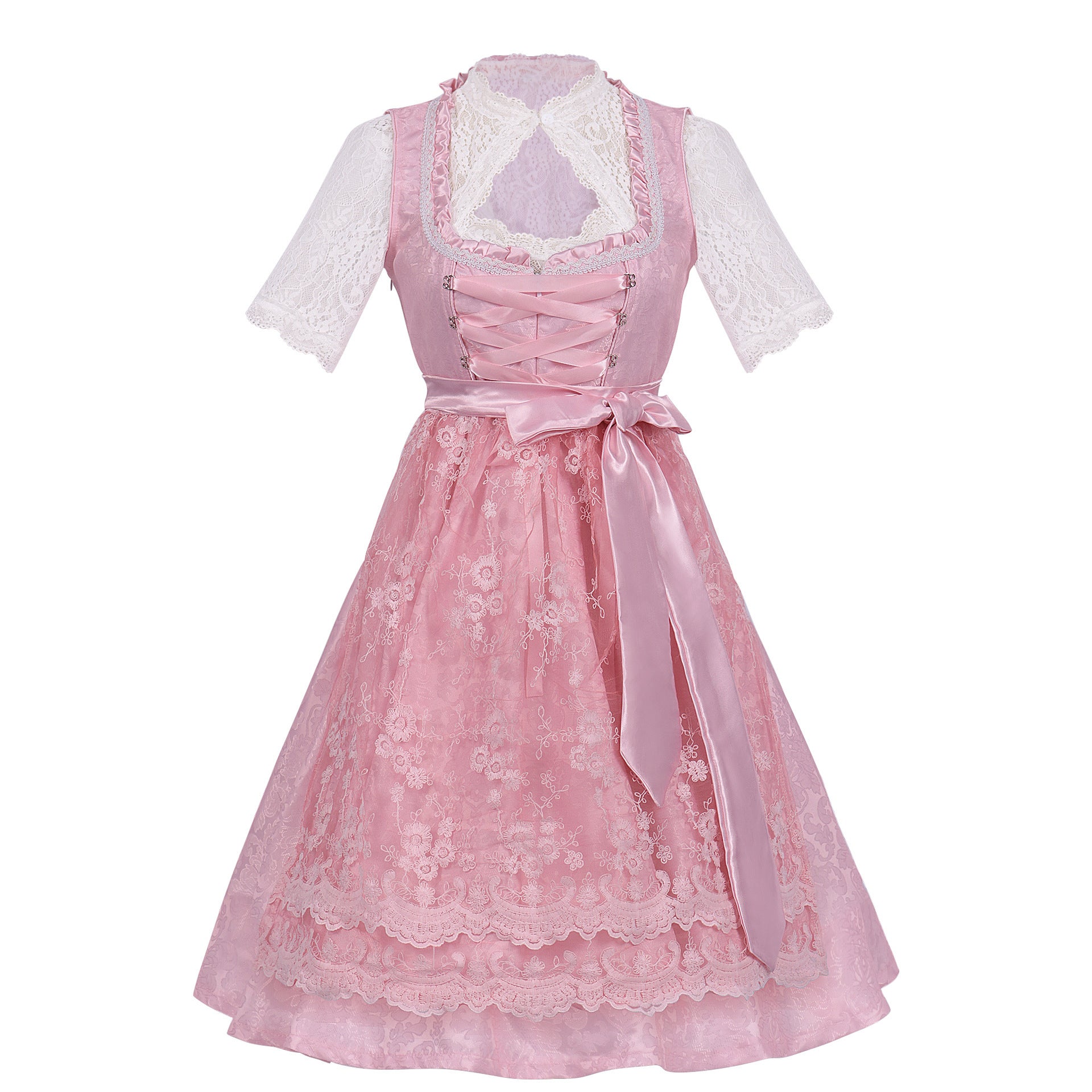 Oktoberfest Dirndl Kleid für Damen – Grünes Trachtenkleid mit Schürze & Bluse
