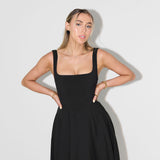 Bella | Elegantes Maxikleid A-Linie mit breiten Trägern – Schwarz, Weiß, Mintgrün