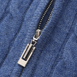 Roman | Chunky knit Herren Chasmere Pullover mit Kabelstrickmuster & Halb Reißverschluss Kragen
