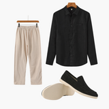 Jordan | Schwarzem Leinenhemd Sommer 3-teiliges Outfit-Set