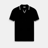 Herren-Strick-Poloshirt mit Kontrastabschlüssen – Offener Kragen