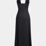 Amelia | Schwarz Elegantes Halterneck-Maxikleid – Zeitlose Abend-Eleganz