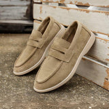 Casual Loafer in Dunkelblauer und Beiger Veloursleder-Optik