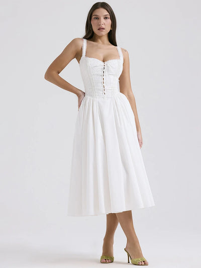Elena | Luftiges Leinen Sommerkleid mit romantischen Details
