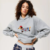 Unisex Oversize Hoodie mit Dackel-Stickerei und Kängurutasche