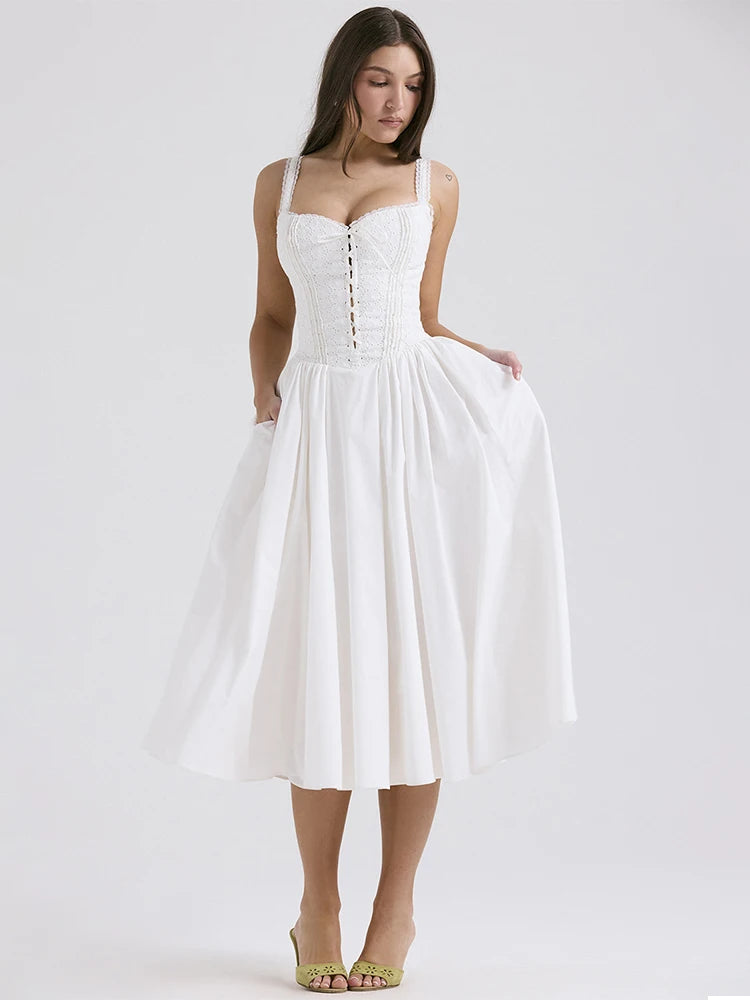 Elena | Luftiges Leinen Sommerkleid mit romantischen Details