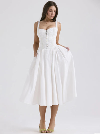 Elena | Luftiges Leinen Sommerkleid mit romantischen Details
