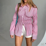 Raffinierte Bluse mit Raffung und Hemdkragen für Damen