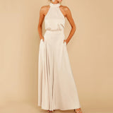 Damen-Jumpsuit mit Neckholder und weitem Bein