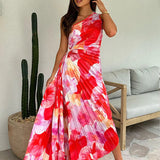 Liselotte | Elegantes One-Shoulder-Blumenkleid – Farbenfroher Chic für besondere Anlässe