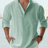 John | Luftiges Leinenhemd mit Henley-Kragen