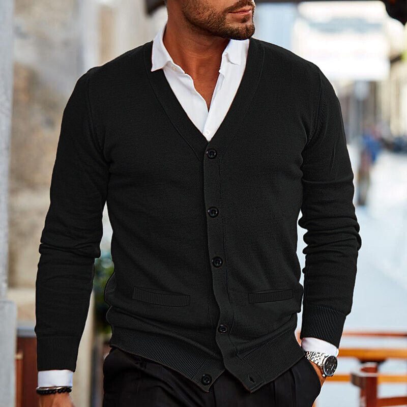 Elegante Strickjacke mit V-Ausschnitt und Knopfleiste für stilvolle Outfits