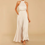 Damen-Jumpsuit mit Neckholder und weitem Bein