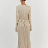 Lilli | Schwarzes Geripptes Maxikleid