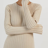 Lilli | Schwarzes Geripptes Maxikleid