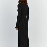 Lilli | Schwarzes Geripptes Maxikleid
