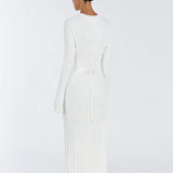 Lilli | Schwarzes Geripptes Maxikleid