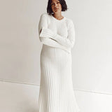 Lilli | Schwarzes Geripptes Maxikleid