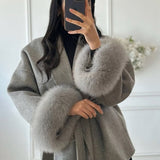 Damen Mantel mit Kunstfellbesatz – Eleganter Winter Kurzmantel