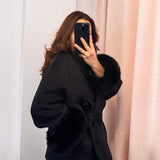 Damen Mantel mit Kunstfellbesatz – Eleganter Winter Kurzmantel
