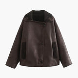 Kiara | Stilvolle Jacke mit Kunstleder- und Fleece-Details