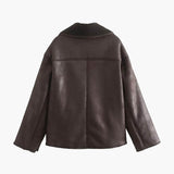 Kiara | Stilvolle Jacke mit Kunstleder- und Fleece-Details