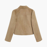Damen Wildlederjacke – Klassische Kurzjacke mit Taschen