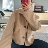 Damen Wildlederjacke – Klassische Kurzjacke mit Taschen
