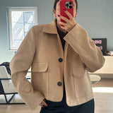Damen Wildlederjacke – Klassische Kurzjacke mit Taschen